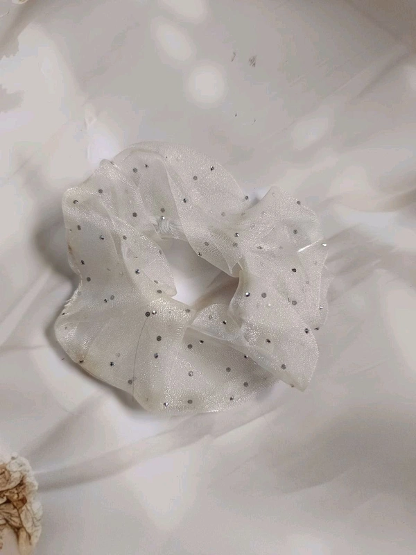 Imported Premium Organza Scrunchies - White