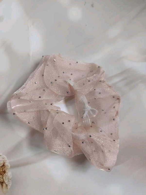Imported Premium Organza Scrunchies - Peach