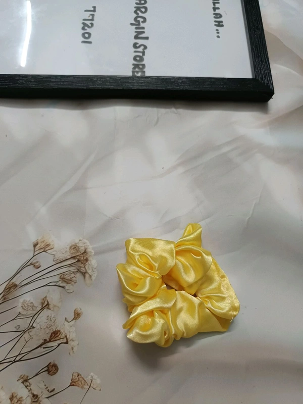  Satin Scrunchies - Yellow