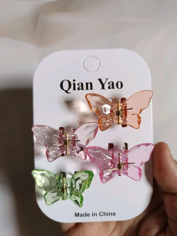 Branded Mini Acrylic Butterfly Hair Claw Set Of 4 Pcs  - Set 2