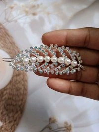 Silver Stone Lock Pin - Leaf Pattern