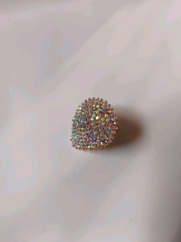 Big Size Partywear Silver Stone Finger Ring - Adjustable - Design 1