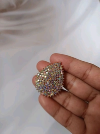 Big Size Partywear Silver Stone Finger Ring - Adjustable - Design 1