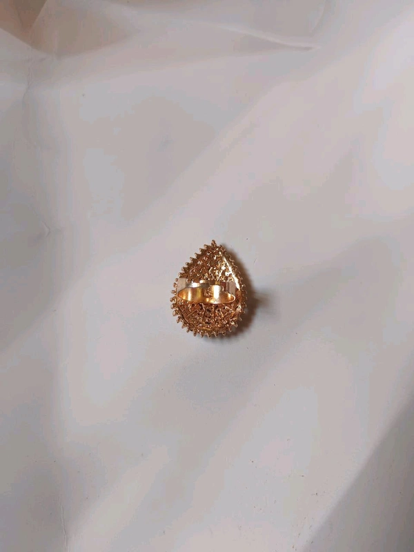 Big Size Partywear Silver Stone Finger Ring - Adjustable - Design 1