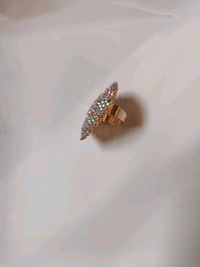 Big Size Partywear Silver Stone Finger Ring - Adjustable - Design 2