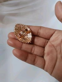 Big Size Partywear Silver Stone Finger Ring - Adjustable - Design 2