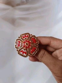 Very Big Size Partywear Ring - Adjustable - Red
