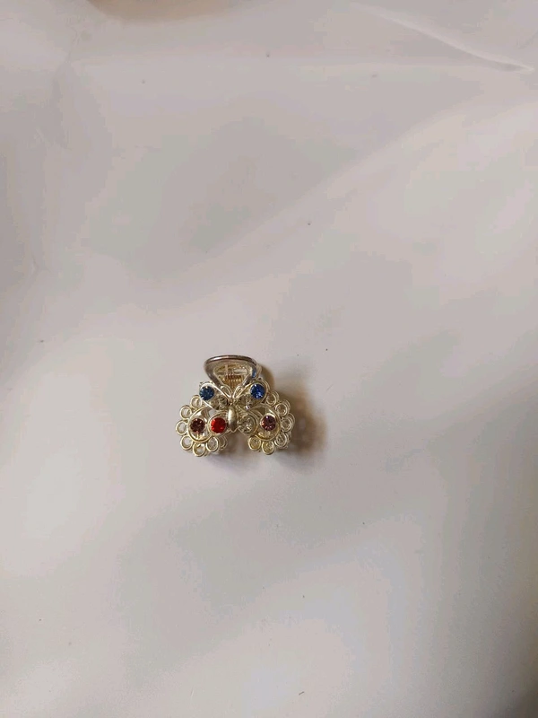 Mini Silver Stone Metal Hair Claw - Multicolor