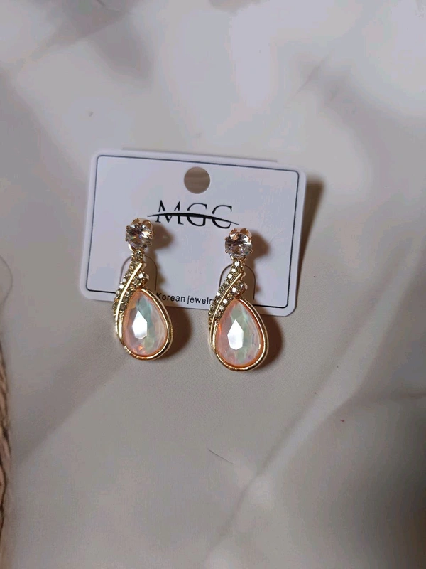Tear Drop Partywear Earring  - Peach