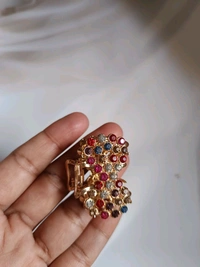 Golden Metal Multicolor Stone Hair Claw