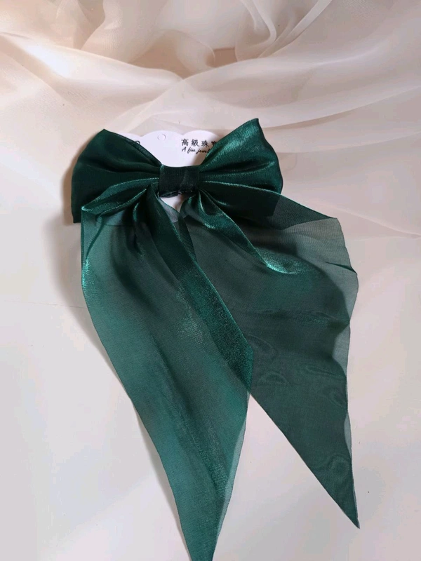 Organza Bow Alligator clip - Green