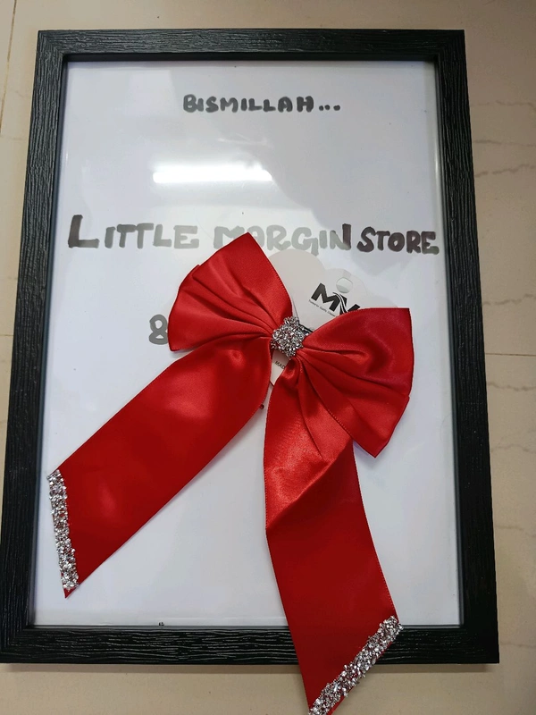 Richie Heavy Satin Bow Clip With Glitter Stones - Red