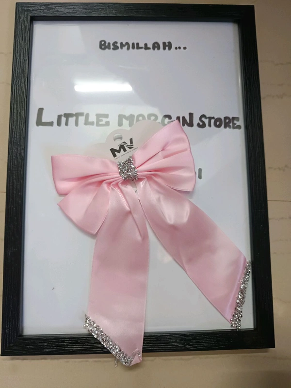 Richie Heavy Satin Bow Clip With Glitter Stones - Pink