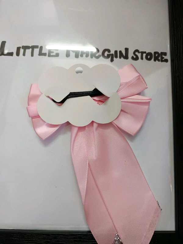 Richie Heavy Satin Bow Clip With Glitter Stones - Pink