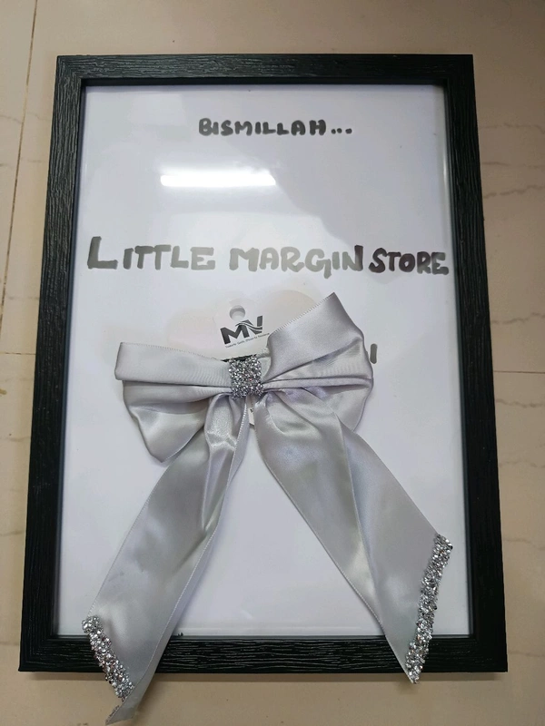 Richie Heavy Satin Bow Clip With Glitter Stones - Grey