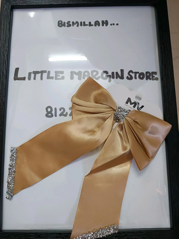 Richie Heavy Satin Bow Clip With Glitter Stones - Golden Brown