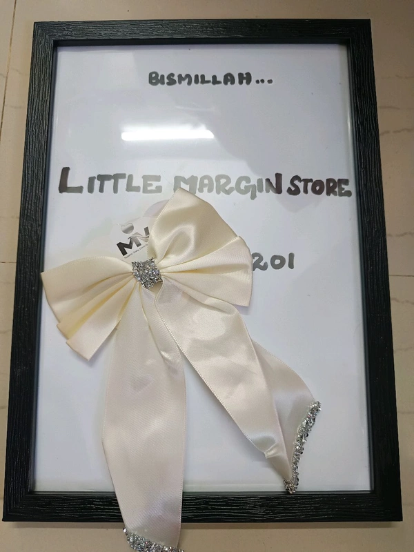 Richie Heavy Satin Bow Clip With Glitter Stones - Off White