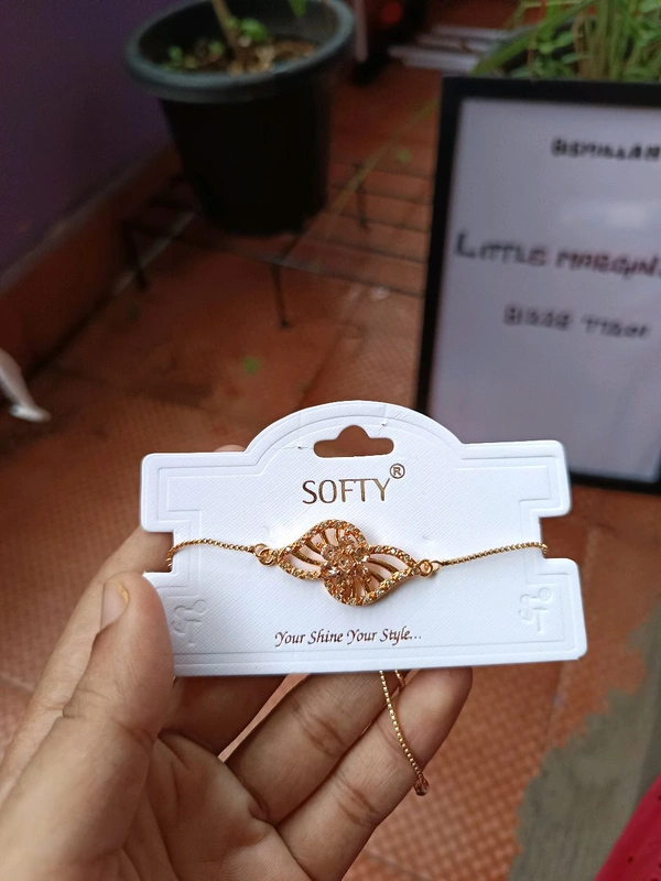 Premium Golden Bracelets With Stones - Design 4