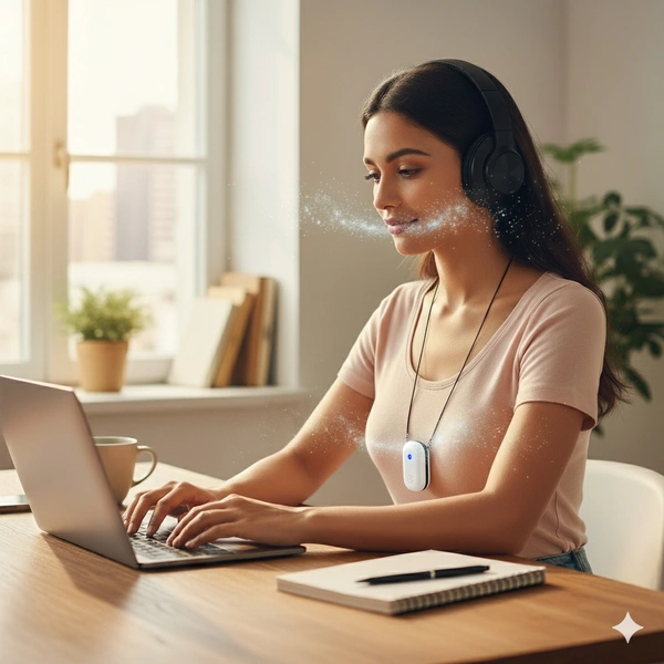 atovio Wearable & Portable Air Purifier, Compact & Personal, TESTED AT IIT KANPUR, MADE IN INDIA, No Filter Required, Removes 99.9% Pollutants-PM0.01, PM2.5, PM10 - Porcelain