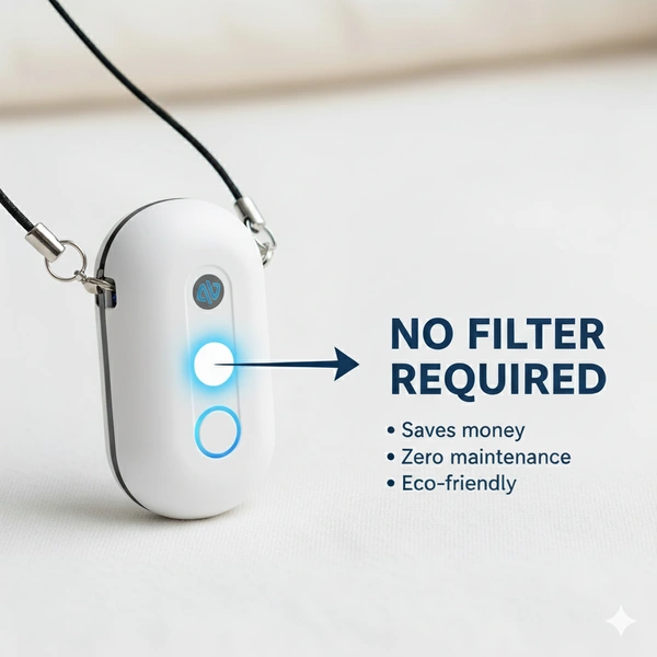 atovio Wearable & Portable Air Purifier, Compact & Personal, TESTED AT IIT KANPUR, MADE IN INDIA, No Filter Required, Removes 99.9% Pollutants-PM0.01, PM2.5, PM10 - Porcelain