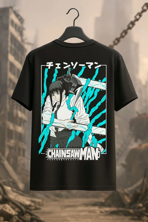 Makima And Denji– Chainsaw Man Black T-Shirt CS-007 - Black, S