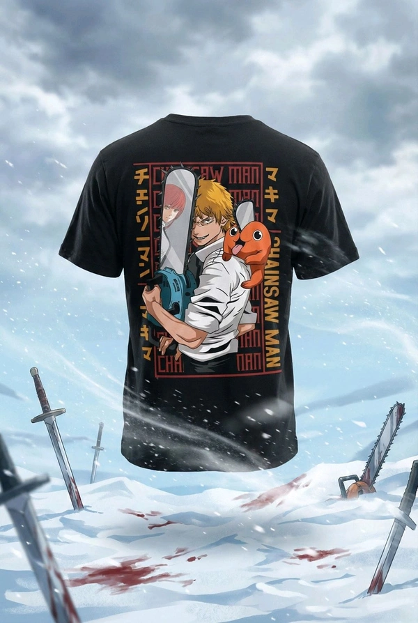 Denji & Pochita – Chainsaw Man Duo Frame Black T-Shirt  CS-013