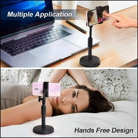 Universal Mobile Stand for Table with Adjustable Height | 360 Degree Rotation Mobile Holder for Table & Bed Compatible with All Smartphones (Black)