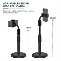 Universal Mobile Stand for Table with Adjustable Height | 360 Degree Rotation Mobile Holder for Table & Bed Compatible with All Smartphones (Black)