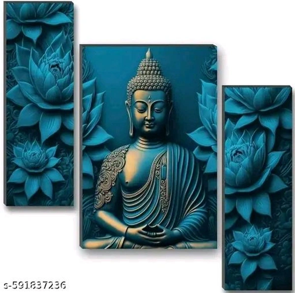 Set of 3 Buddha,Religious theme Wall Painting Digital Reprint 12 inch x 18 inch Painting  