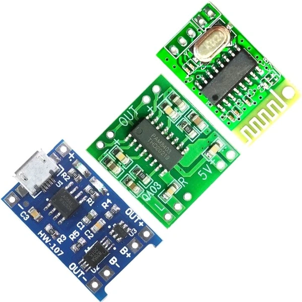 3-in-1 DIY Electronics Module Combo | Bluetooth Audio Receiver + PAM8403 Amplifier + TP4056 Charger Board