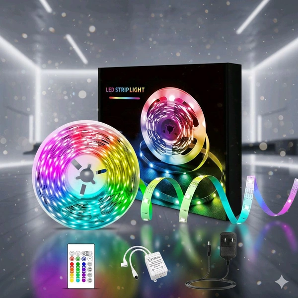 RGB LED Strip Light 5M with Remote | Multicolor Lighting for Room & Gaming Setup