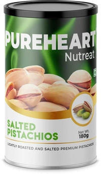  Pureheart Nutreat Salted Pistachios (180 gm) Natural Premium Lightly Roasted Pista/Dry Fruit - Delicious & Crunchy - Resealable Pouch