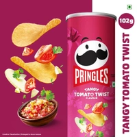 Pringles Tangy Tomato Twist 102 Gram | Potato Chips | Tangy Tomato With A Twist Of Sweet & Spicy Salsa Flavour