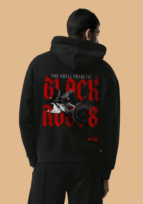 Lapex Black Rose Red Printed Hoodies