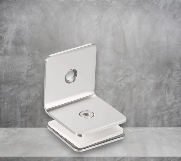 MAK HARDWARE L CONNECTOR Stainless Steel/ Wall to Glass Connector | Stainless Steel L Connector Hinge for Normal & Toughened Glass Doors 90 Degree Square Frameless Glass Clamp Connector/Shower door Fixed Panel/Glass-to-Glass corner Clamp,for 8mm to 12 mm) Glass Thickness - 202 Grade