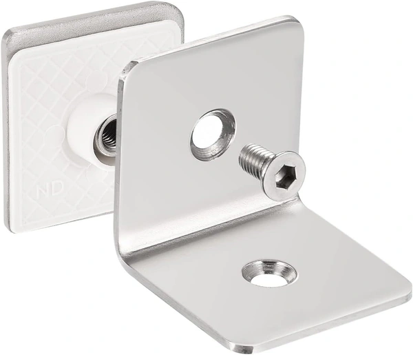 MAK HARDWARE L CONNECTOR Stainless Steel/ Wall to Glass Connector | Stainless Steel L Connector Hinge for Normal & Toughened Glass Doors 90 Degree Square Frameless Glass Clamp Connector/Shower door Fixed Panel/Glass-to-Glass corner Clamp,for 8mm to 12 mm) Glass Thickness - 202 Grade