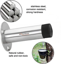 MAK HARDWARE Stainless Steel Door Stopper Back Door Silencer Stop & Door Stop Bumper with Rubber Pad - 2inch