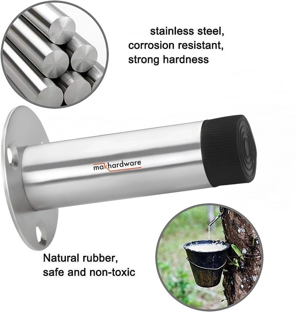 MAK HARDWARE Stainless Steel Door Stopper Back Door Silencer Stop & Door Stop Bumper with Rubber Pad - 2inch