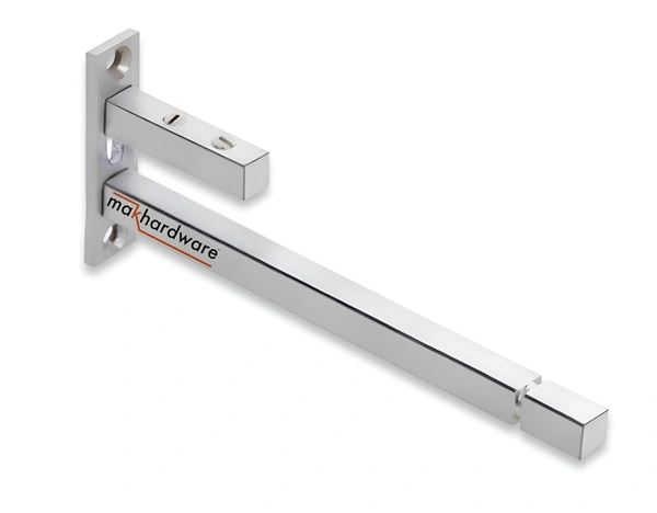 MAK HARDWARE Stainless Steel Glass Shelf Bracket F Type Square F BRACKET Shelf Bracket 4'' (Adjustable) - 4 inch. ADJUSTABLE