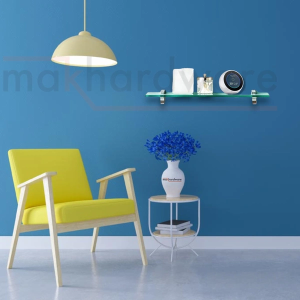 MAK HARDWARE Stainless Steel Glass Shelf Bracket F Type Square F BRACKET Shelf Bracket 4'' (Adjustable) - 4 inch. ADJUSTABLE