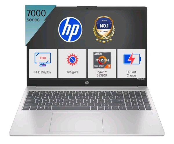 Hp HP 15, AMD Ryzen 3 7320U (8GB LPDDR5, 512GB SSD) FHD, Anti-Glare, Micro-Edge, 15.6"/39.6cm, Win 11, Office 21, Silver, 1.59kg, fc0154AU, AMD Radeon Graphics, 1080p FHD Camera Laptop
