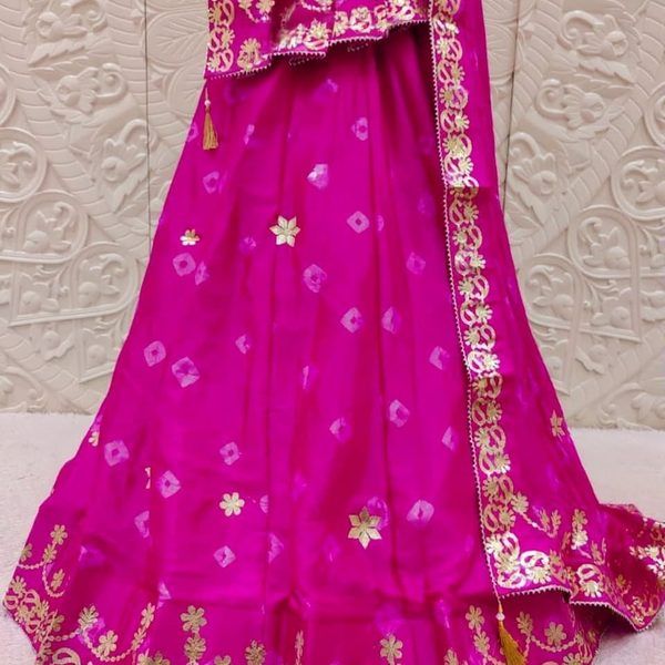 Purvastra pink bandhej lehenga