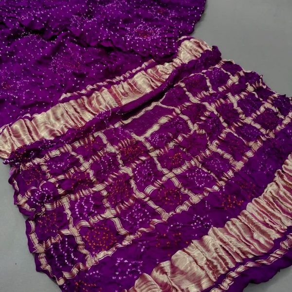 Purvastra purple bandhej chunri