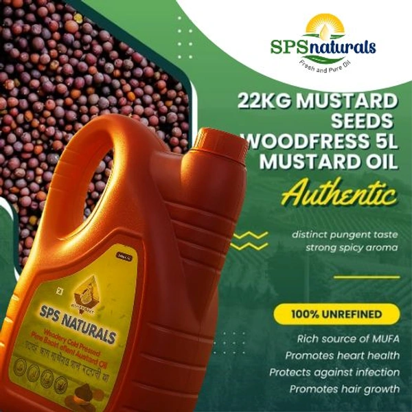 SPSnaturals Wooden Cold Press Mustard Oil  5L