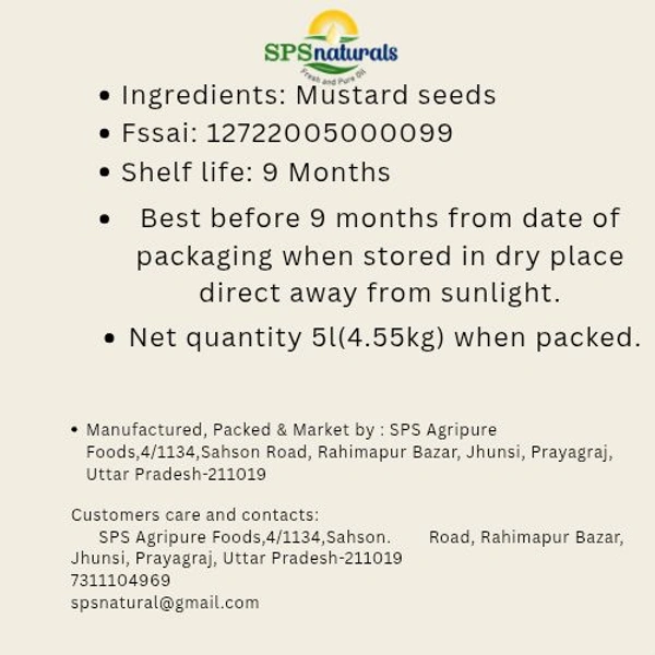SPSnaturals Wooden Cold Press Mustard Oil  5L