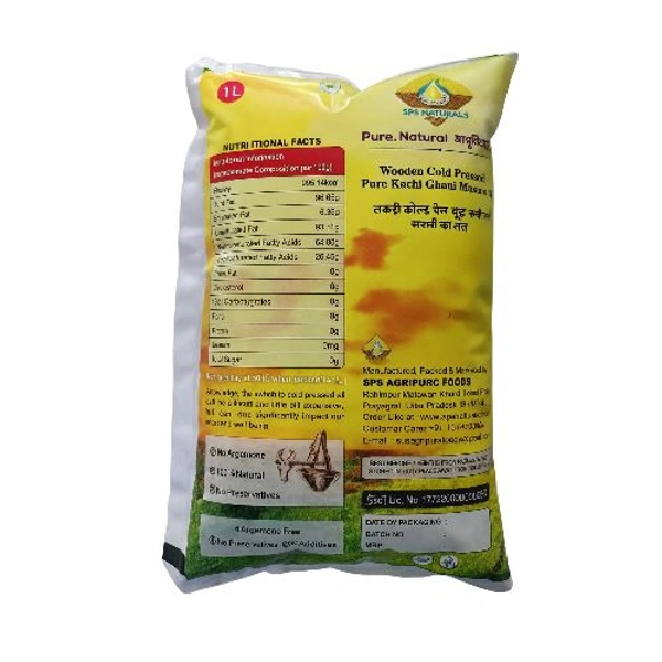 SPSnaturals Wooden Cold Press Mustard Oil 1L Pouch
