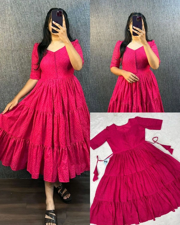 HAKOBA 3 Layer Exclusive Midi Gown - M, Wild Watermelon