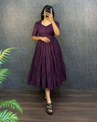 HAKOBA 3 Layer Exclusive Midi Gown - S, Purple