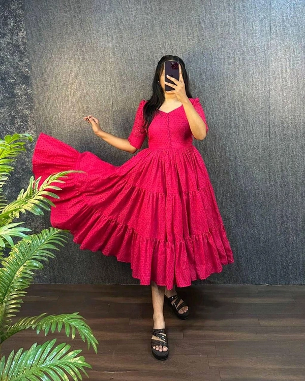 HAKOBA 3 Layer Exclusive Midi Gown - L, Wild Watermelon