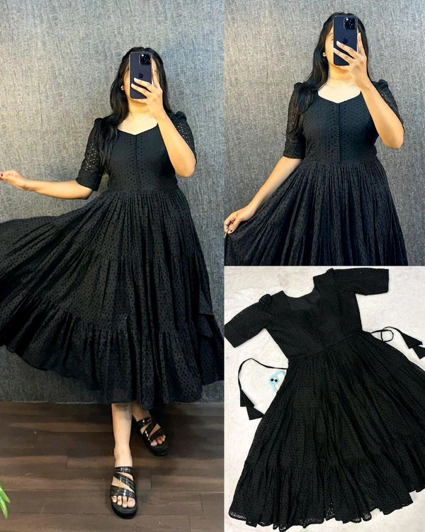 HAKOBA 3 Layer Exclusive Midi Gown - XL, Black
